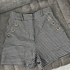 Zara Black and White High Waist Shorts, XS